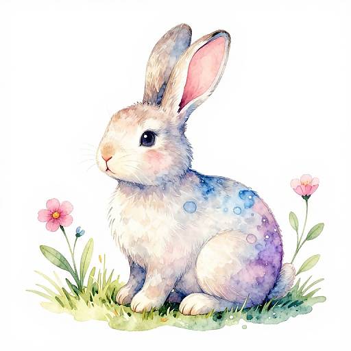 Realistic Watercolor Easter Bunny