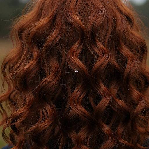 Close-Up of Rainy Red Curly Hair