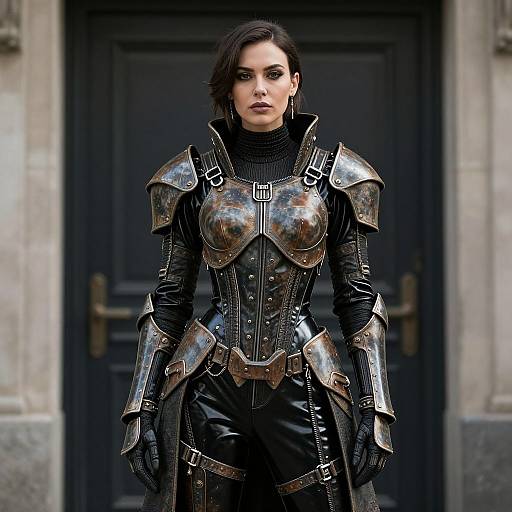 Cyberpunk Woman in Rusty Armor