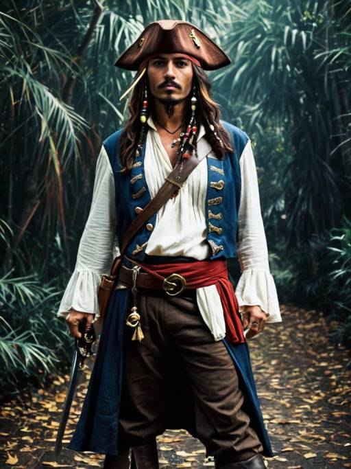Man in Captain Jack Sparrow Pirate Costume