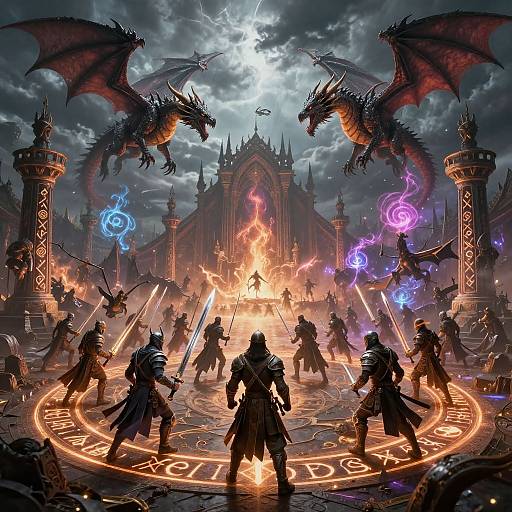 Mystical Medieval Battlefield with Dragons