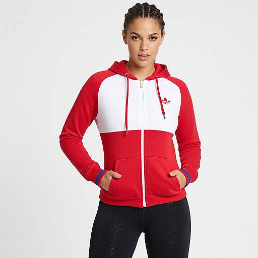 Sporty Casual Woman in Color-Blocked Hoodie