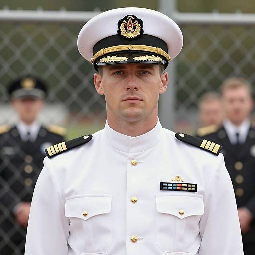Male Naval Officer in White Uniform