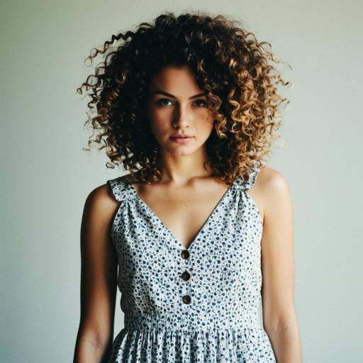 Woman with Curly Hair in Summer Dress Woman with Curly Hair in Summer Dress