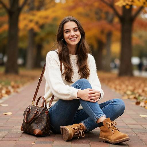 Smiling Woman in Autumn Park