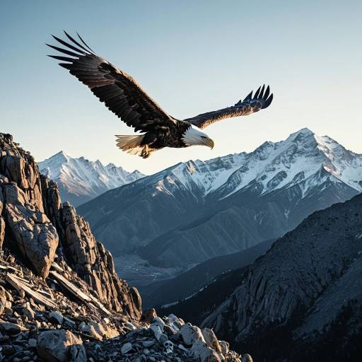Eagle Soaring Over Mountain Peaks