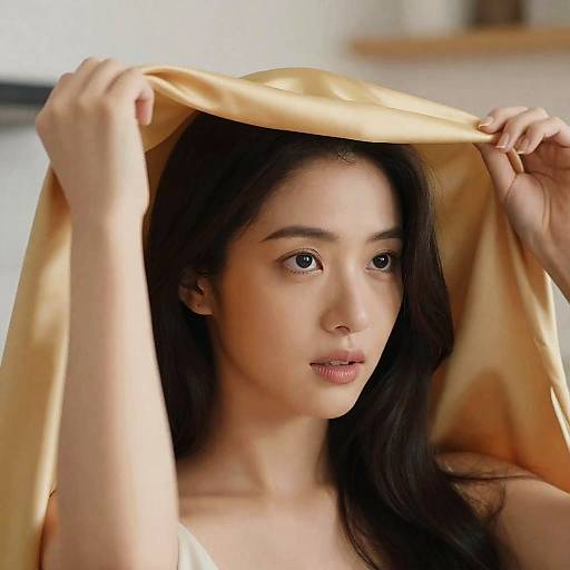 Captivating Portrait of a Woman with Fabric