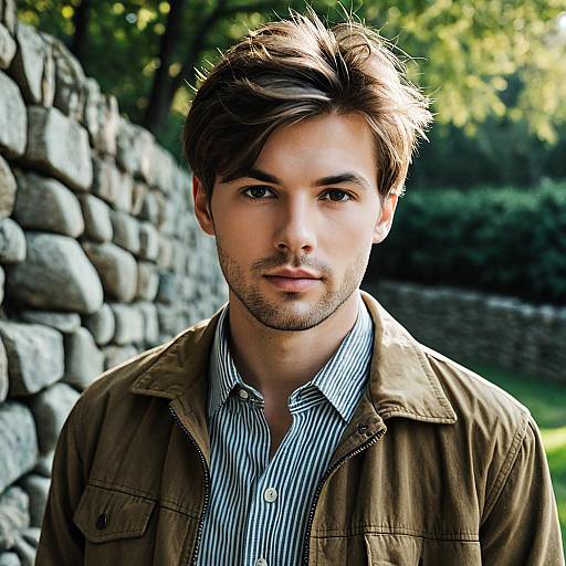 Handsome Young Man with Long Fringe Hairstyle