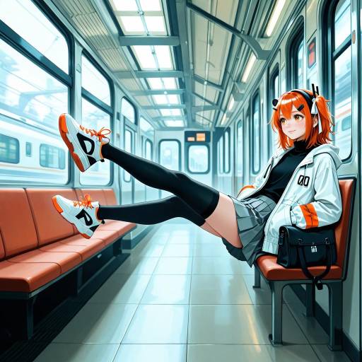 Contemplative Girl at Train Station