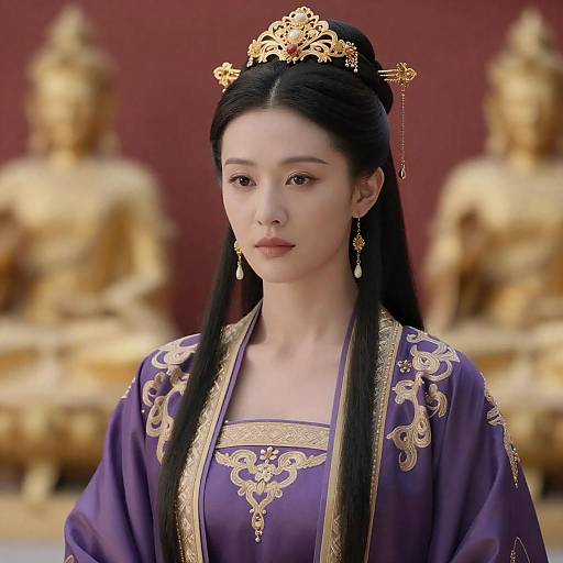 Elegant Asian Woman in Ornate Robe