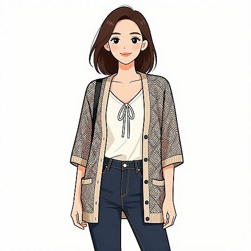 Smiling Woman in Casual Chic Outfit