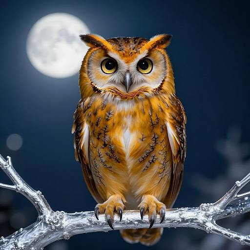 Cinematic Citrine Owl on Silver Branch