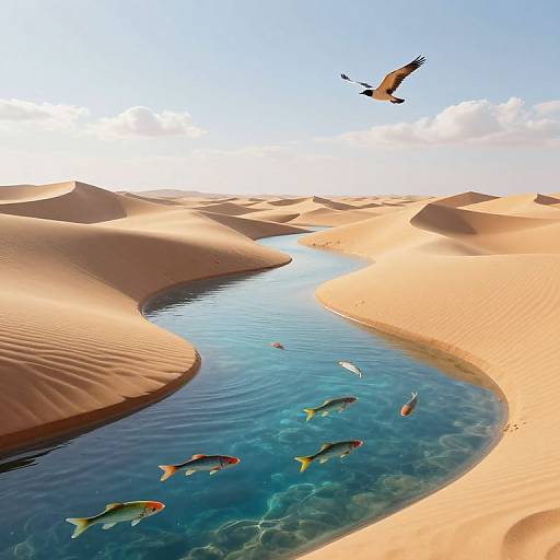 Surreal 3D Desert River Scene
