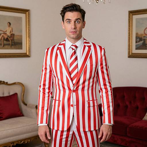 Man in Candy Cane Suit Costume
