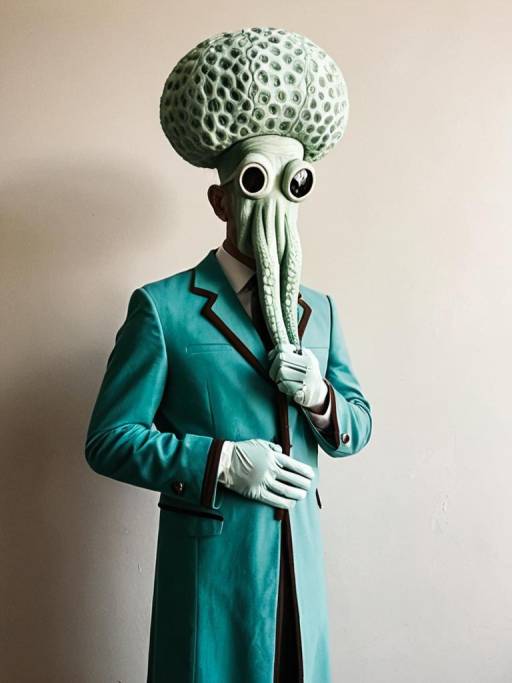 Man in Realistic Squidward Tentacles Costume