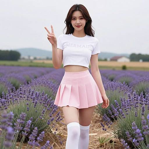 Voluptuous Heroine in Lavender Field