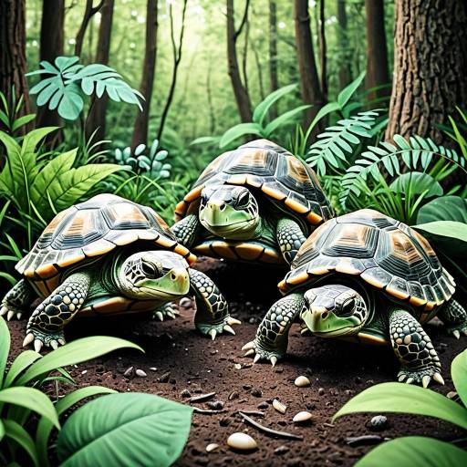 Cartoon Turtles in Lush Woodland