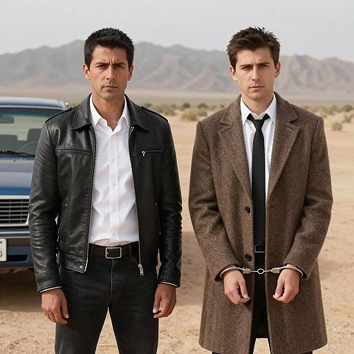 Serious Men in Desert Landscape