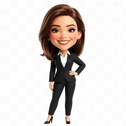 Confident Cartoon Woman in Suit