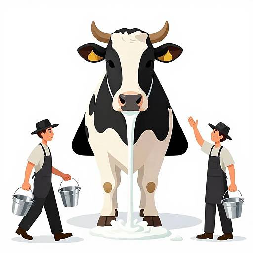 Triangular Cow Milk Collection Scene