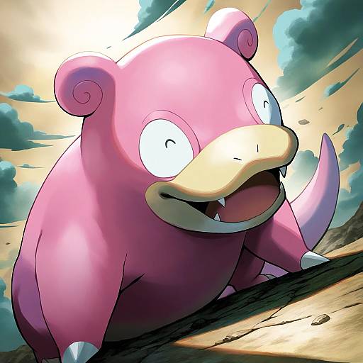 Illustration of Slowpoke, pokemon in the style of Yana (nekoarashi)