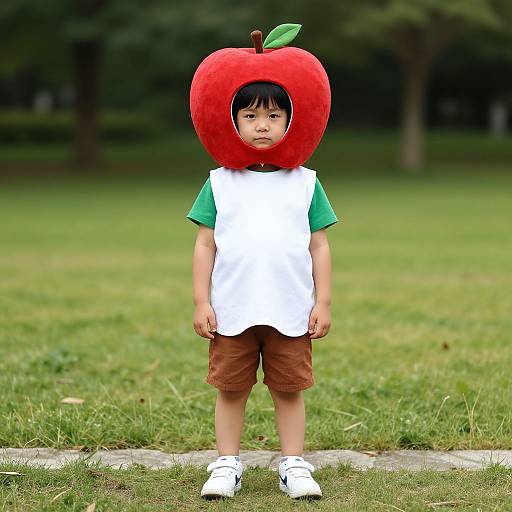 Realistic Child in Apple Costume