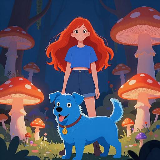 Enchanting Night in a Mushroom Forest