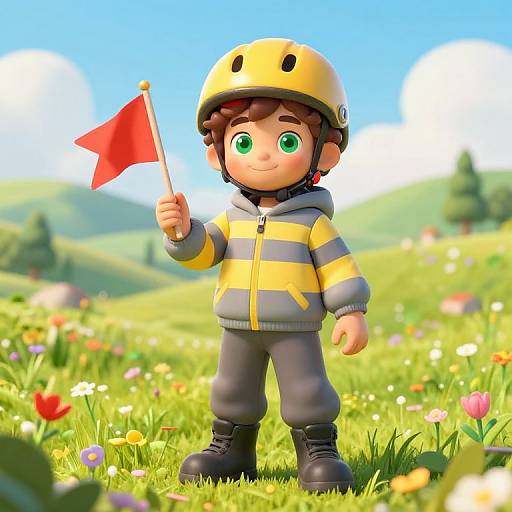 Confident Boy in Sunny Meadow