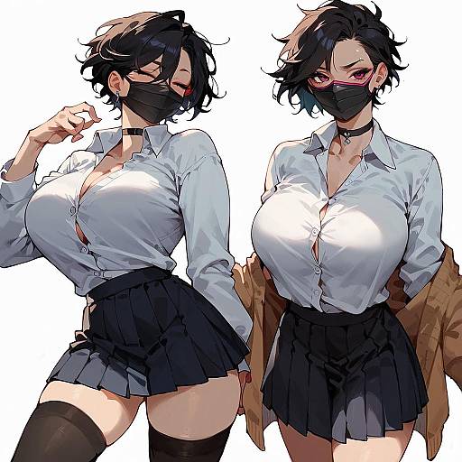 Anime Style Tomboy Girl Duo with Masks