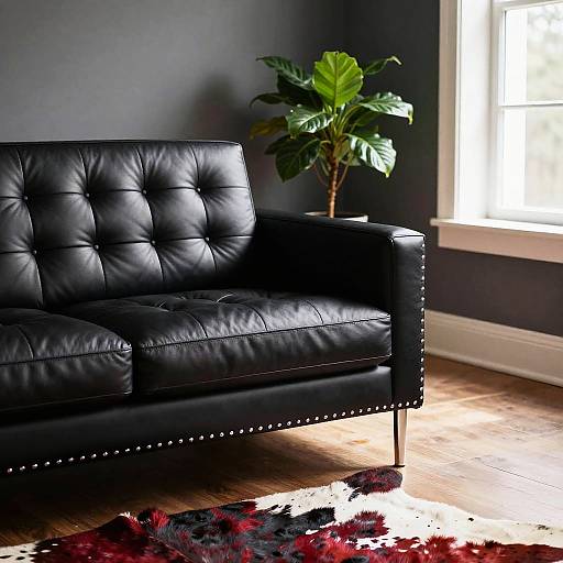 Modern Living Room with Leather Sofa