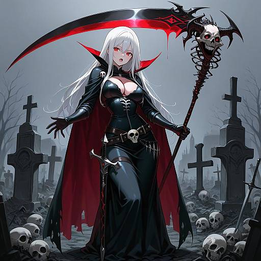 Eerie Necromancer in a Graveyard