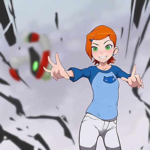 Illustration of Gwen tennyson, ben 10 in the style of J7w