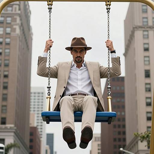 Urban Man on a Golden Swing