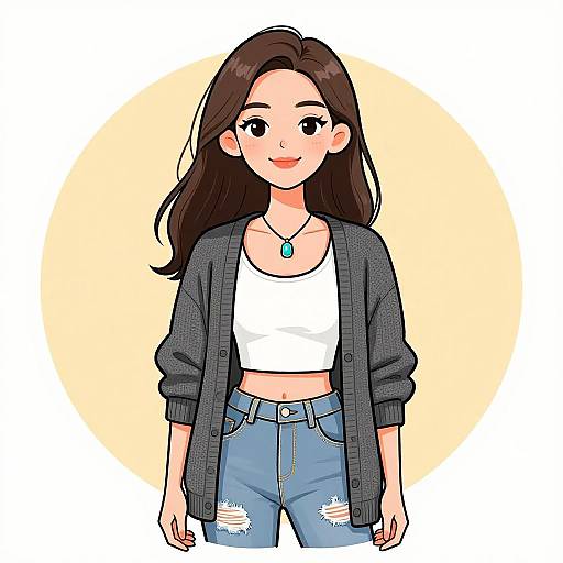 Smiling Woman in Casual Chic Outfit