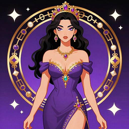 Elegant Woman in Byzantine and Vaporwave Style