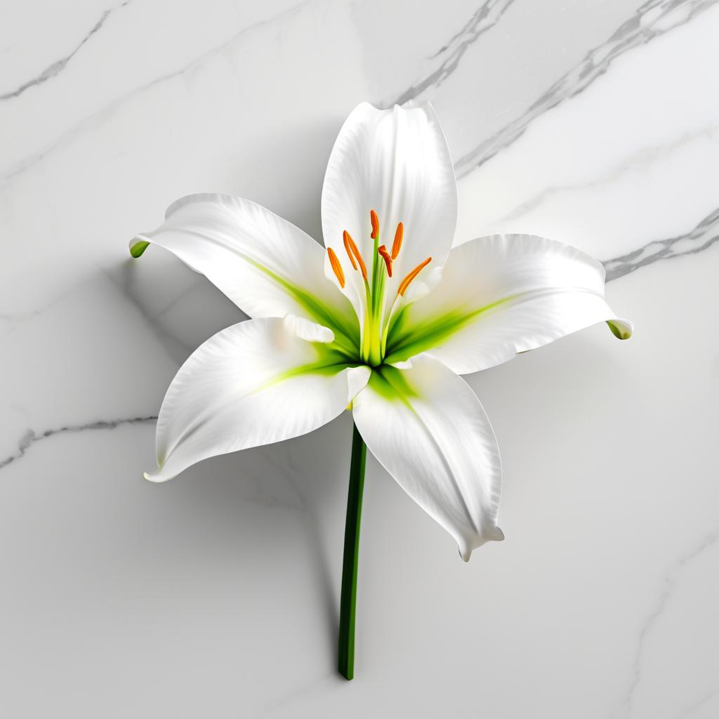 Minimalist White Lily on Marble Surface