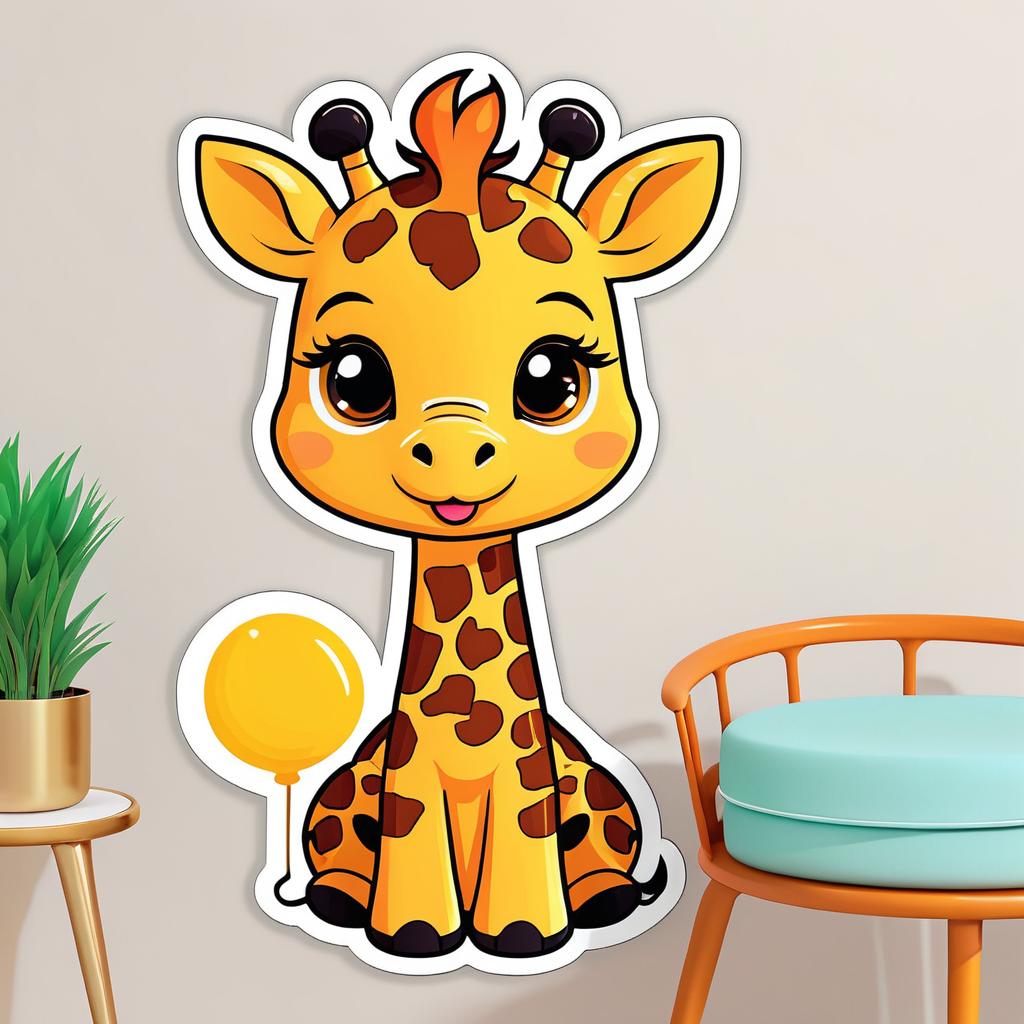 Playful Cartoon Giraffe Sticker Design