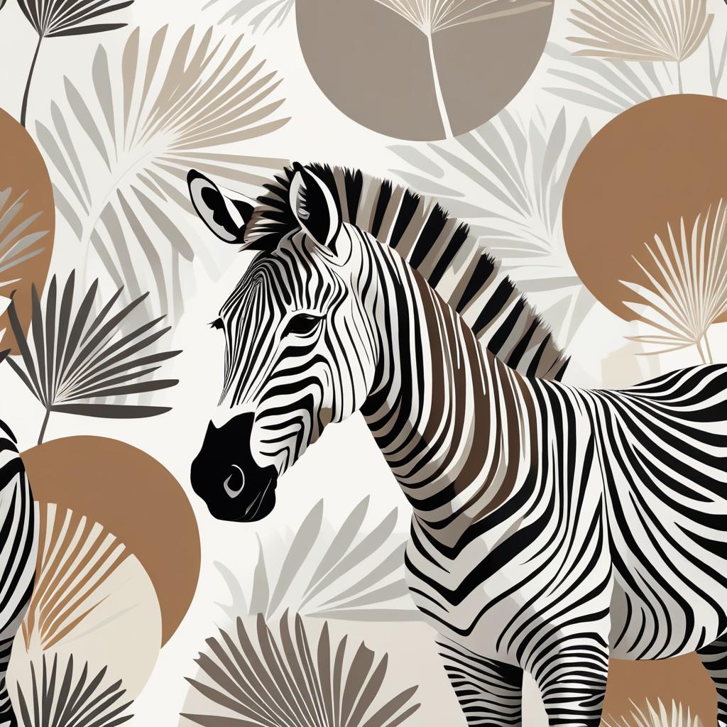 Abstract Zebra Illustration in Matisse Style