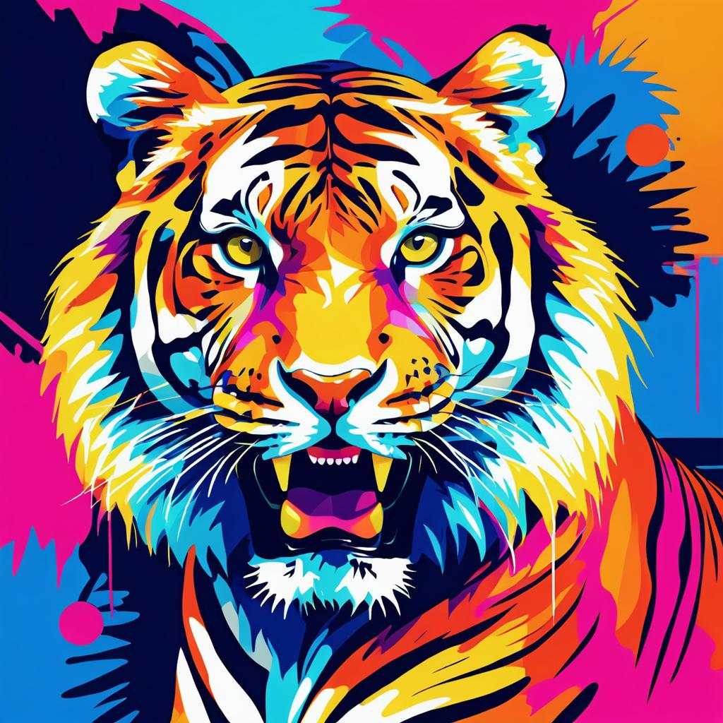 Majestic Tiger in Vibrant Pop Art Style