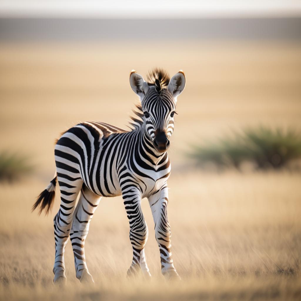 Cinematic Baby Zebra Foal in Plain