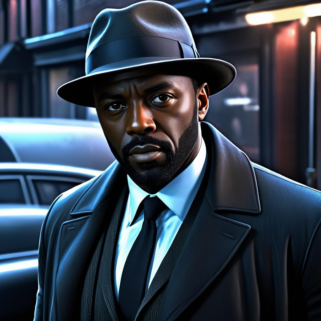 Idris Elba in Gritty Noir Detective Art