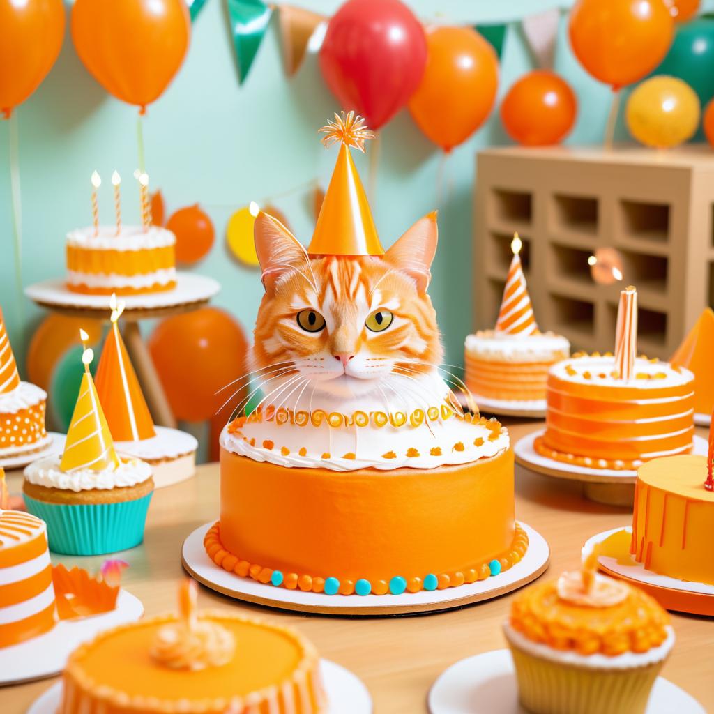 Tabby Cat's Festive Birthday Celebration