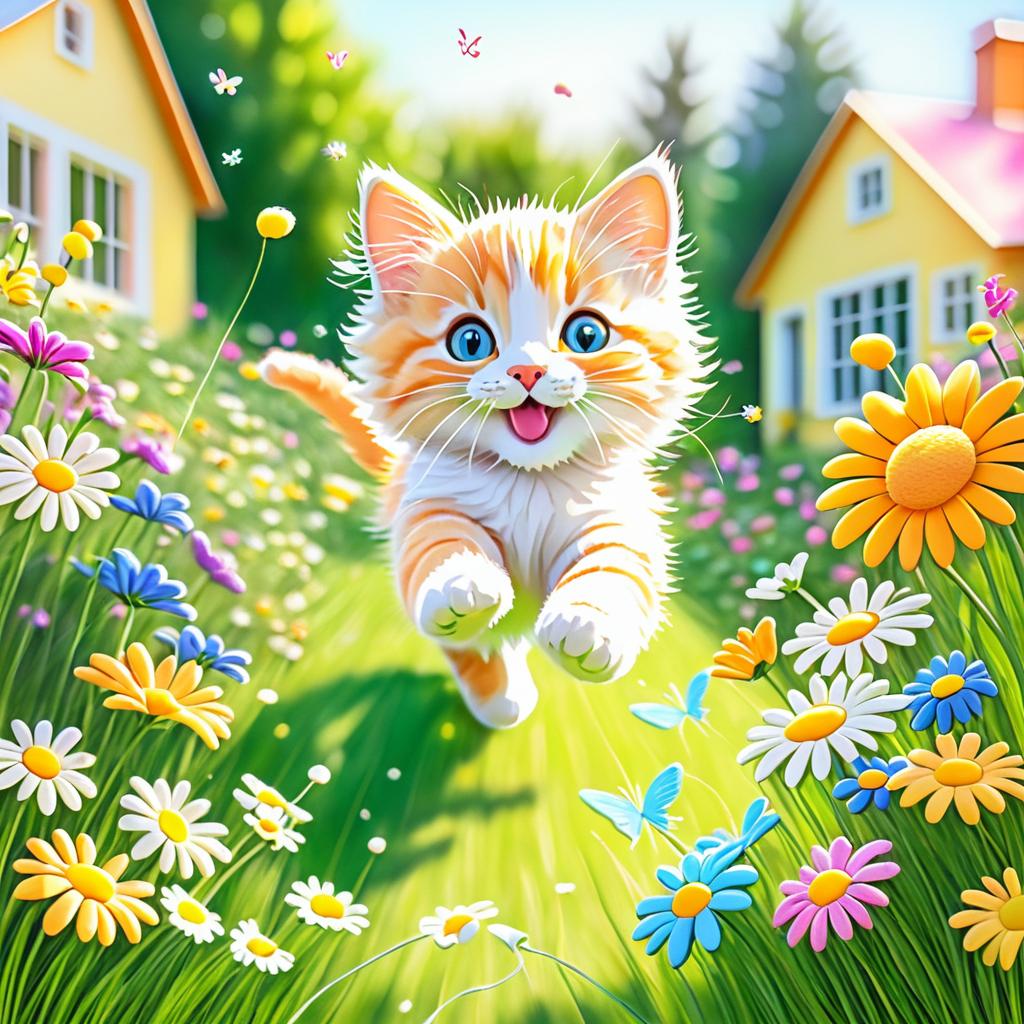 Playful Kitten in a Sunny Garden