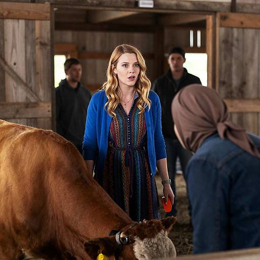 Surprised Woman in Barn Scene
