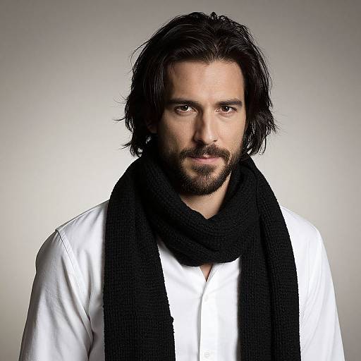 Brooding Man with Black Scarf