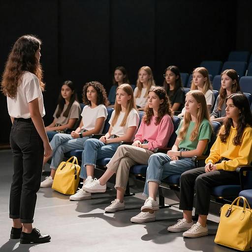 Young Women in Sunlit Theater