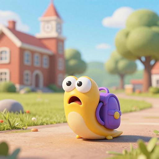 Panicked Cartoon Slug on Sunny Path