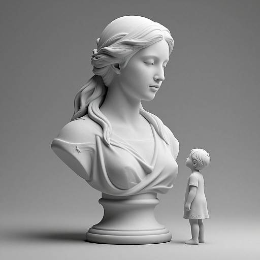 Monochrome 3D Bust with Child