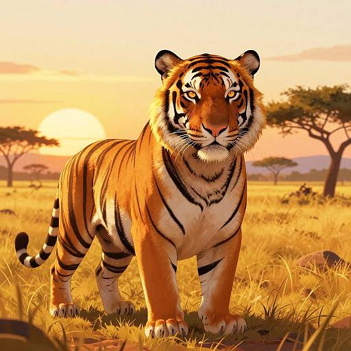 Majestic Bengal Tiger in Golden Sunset