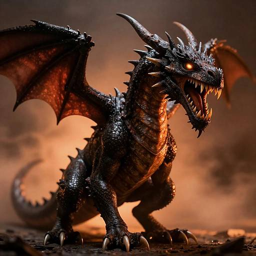 Intense Dragon Under Fiery Light